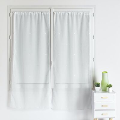 Paire de Vitrages en Etamine Fantaisie Fils Coupes - Blanc - 70 X 160 cm