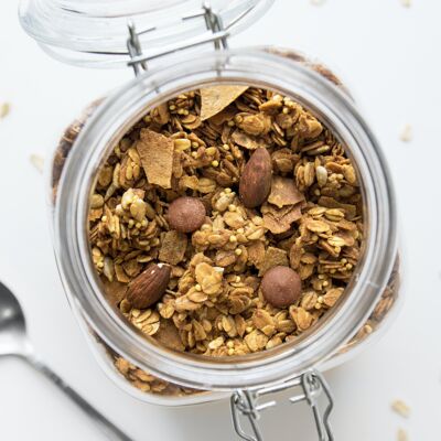 Breizh Granola VRAC – Bio-Cerealien, überzogen mit Schokoladenstückchen, Mandeln und Pfannkuchenstückchen