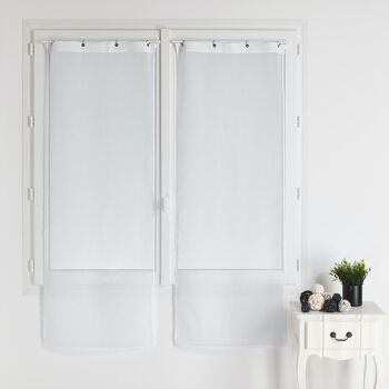 Paire de Vitrages en Etamine Unie - Blanc - 90 X 210 cm