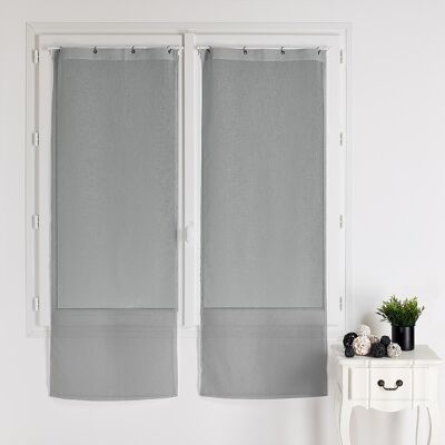 Paar einfache Etamine-Fenster - Mineralgrau - 90 x 210 cm