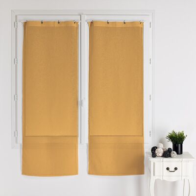 Paire de Vitrages en Etamine Unie - Miel - 90 X 210 cm