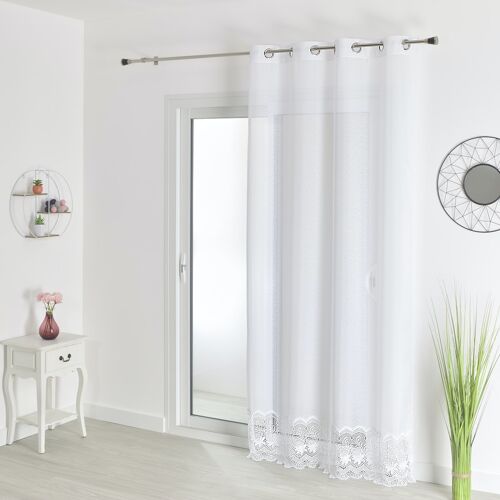 Voilage en Etamine Et Base De Macrame - Blanc - 240 X 240 cm