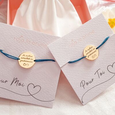 DUO Cord bracelets A NOTRE AMITIE in gold or silver plated
