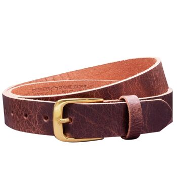 Ceinture 30mm Cuir Rustique Modèle EH316-RL-Marron Foncé 2