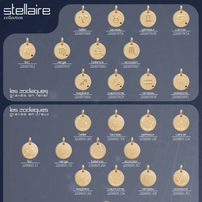 Stellar Hénoa* collection of 24 gold-plated pendants