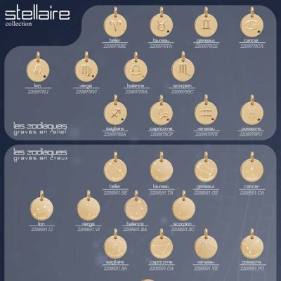 Stellaire collection Hénoa* de 24 pendentifs plaqué or