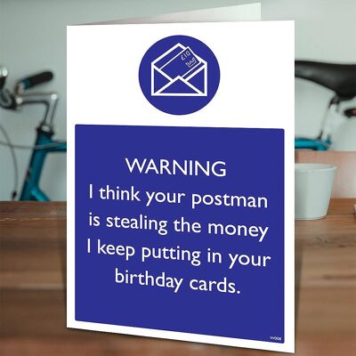 Postman Theft Warning Funny Birthday Card