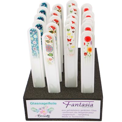 Display with 20 glass files spring motifs 5 x 25037, 25053,25054,25055 each
