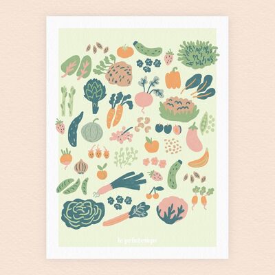 Seasonal fruits and vegetables poster - Spring