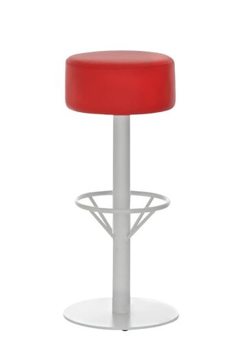 Tabouret de bar Pisa W76 rouge 38x38x76 simili cuir rouge métal 1