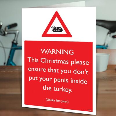 Turkey Cock Rude Christmas Card