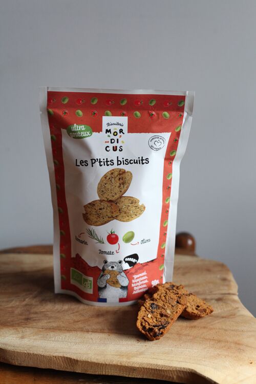 GAMME BIO - BISCUITS APÉRITIFS - Cantuccini tomates, olives & romarin - Sachet stand up