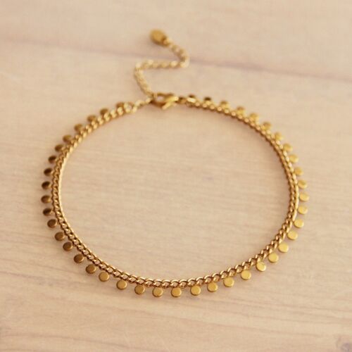 Stainless steel chain anklet with coin - gold - AN914