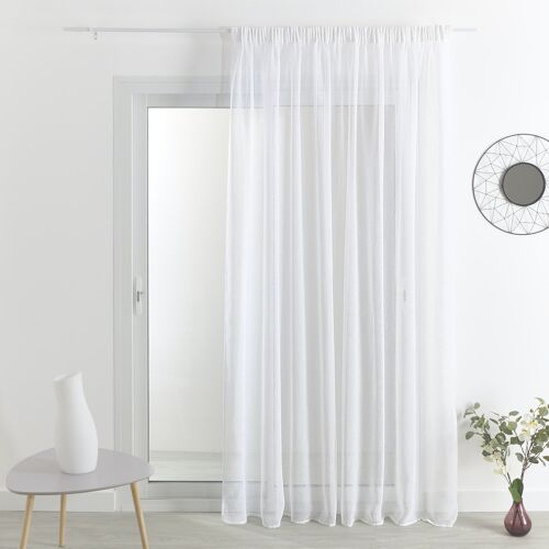 Voilage Etamine Unie Effet Lin - Blanc - 290 X 180 cm