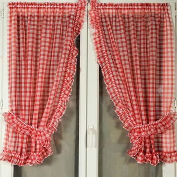 Paire de Bonne Femme Carreaux Normand - Rouge - 65 X 160 cm