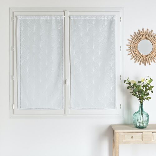 Paire de Vitrage en Etamine Brodee - Blanc - 60X160