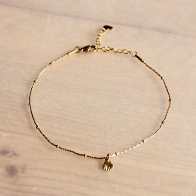 Fine stainless steel anklet with mini shell - gold - AN900