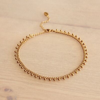 Stainless steel chain anklet with balls - gold - AN916