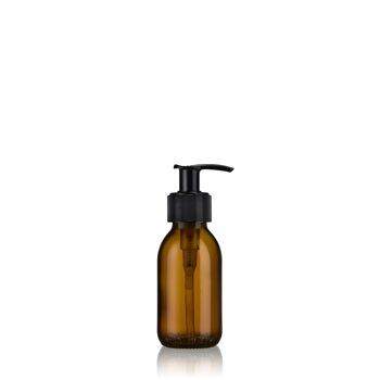 8 Flacons distributeur de savon noir strié 100 ml en verre ambré rechargeable - Burette 1