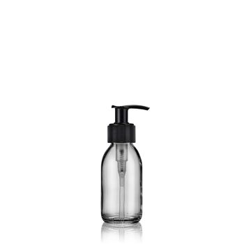 8 Flacons distributeur de savon noir strié 100ml en verre blanc transparent rechargeable - Burette 1