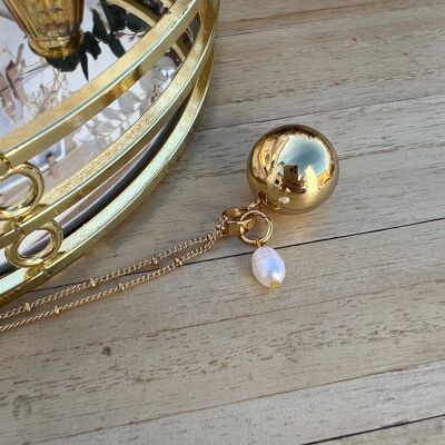 Gold pregnancy bola with cutures pearl