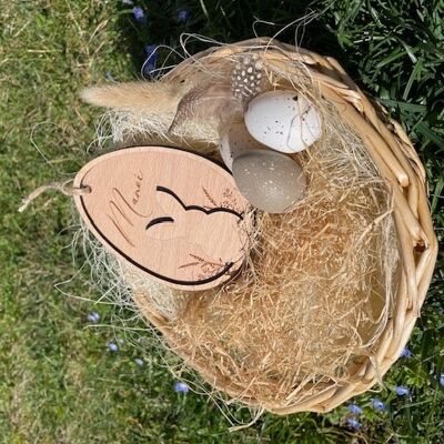 Uovo di Pasqua inciso in legno personalizzabile