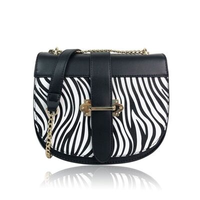 Zebra Print Buckle Crossbody Bag