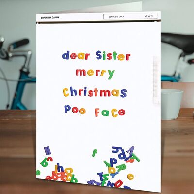 Sister Merry Xmas Poo Face Funny Christmas Card