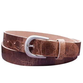 Ceinture 30 mm Modèle en cuir rustique EH38-RL-Marron clair 1