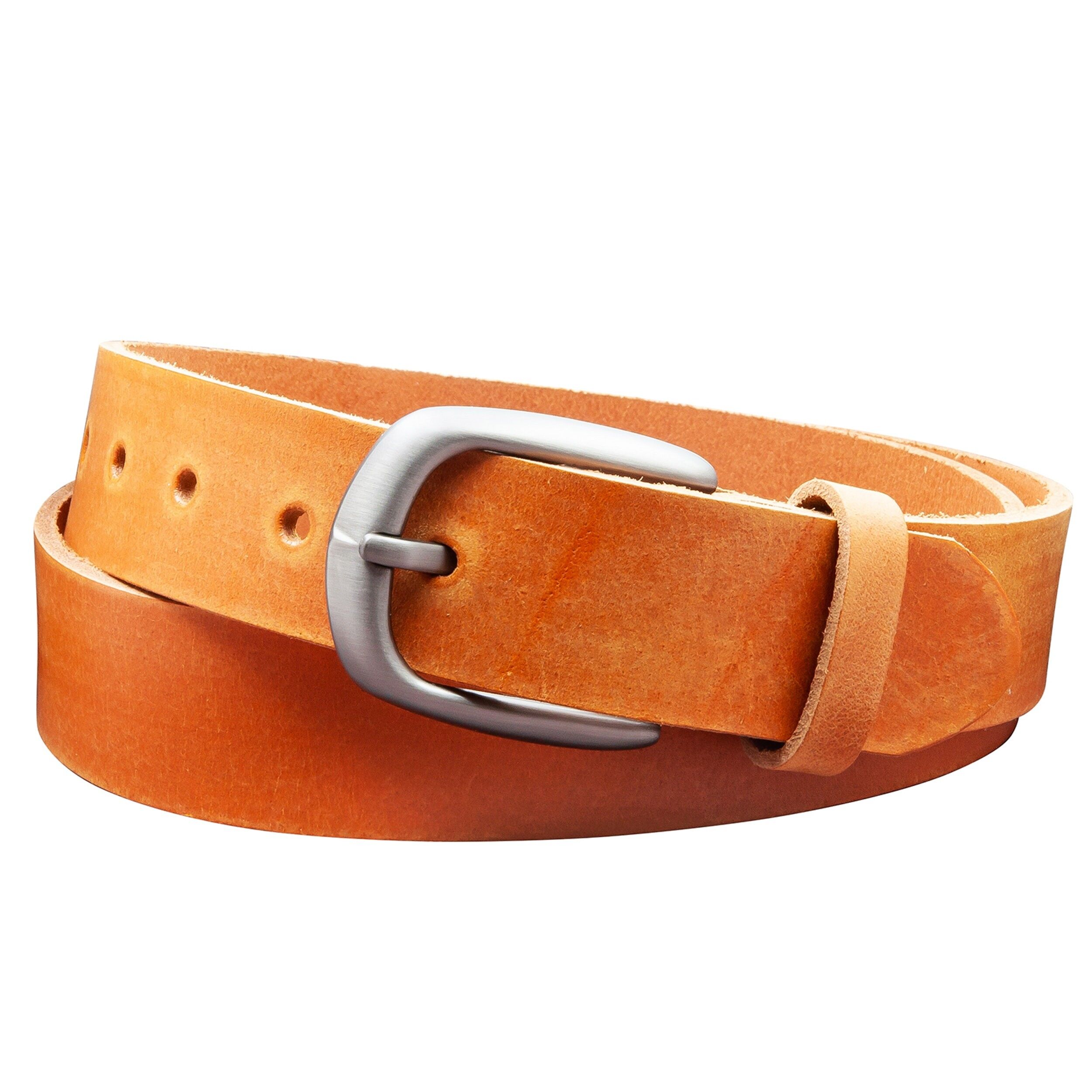 Cintura 35 mm in pelle levigata modello EH417-GE-Cognac