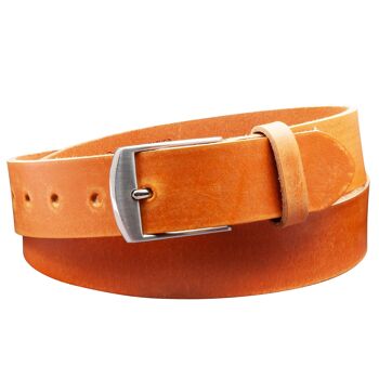 Ceinture 35 mm Cuir ciré modèle EH49-GE-Cognac 3