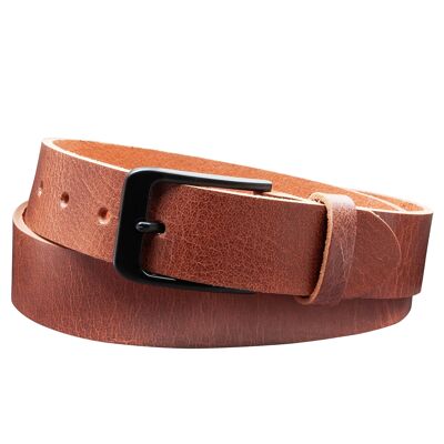 Cintura da 35 mm in pelle rustica modello EH412-RL-marrone scuro