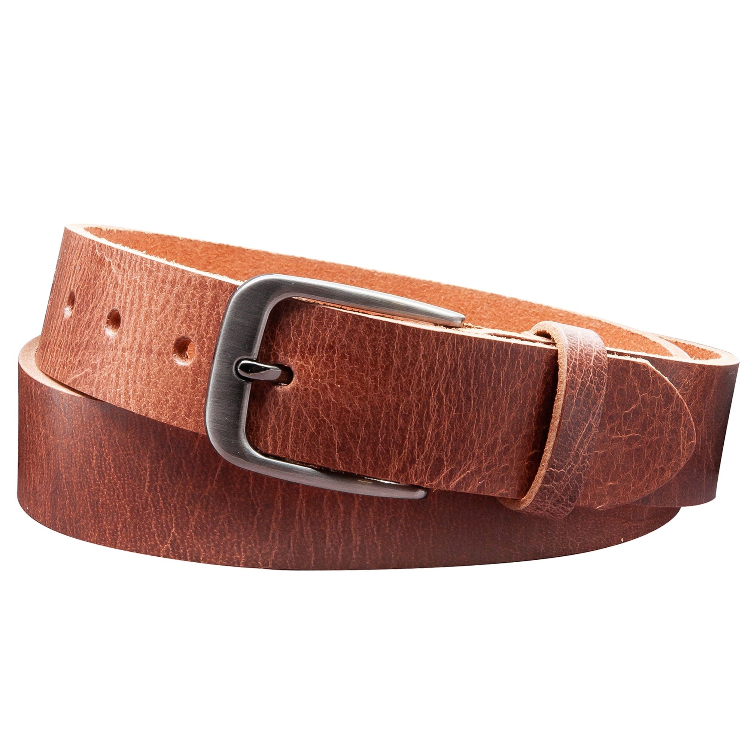 Cintura 35mm in Pelle Rustica Modello EH434-RL-Marrone Scuro