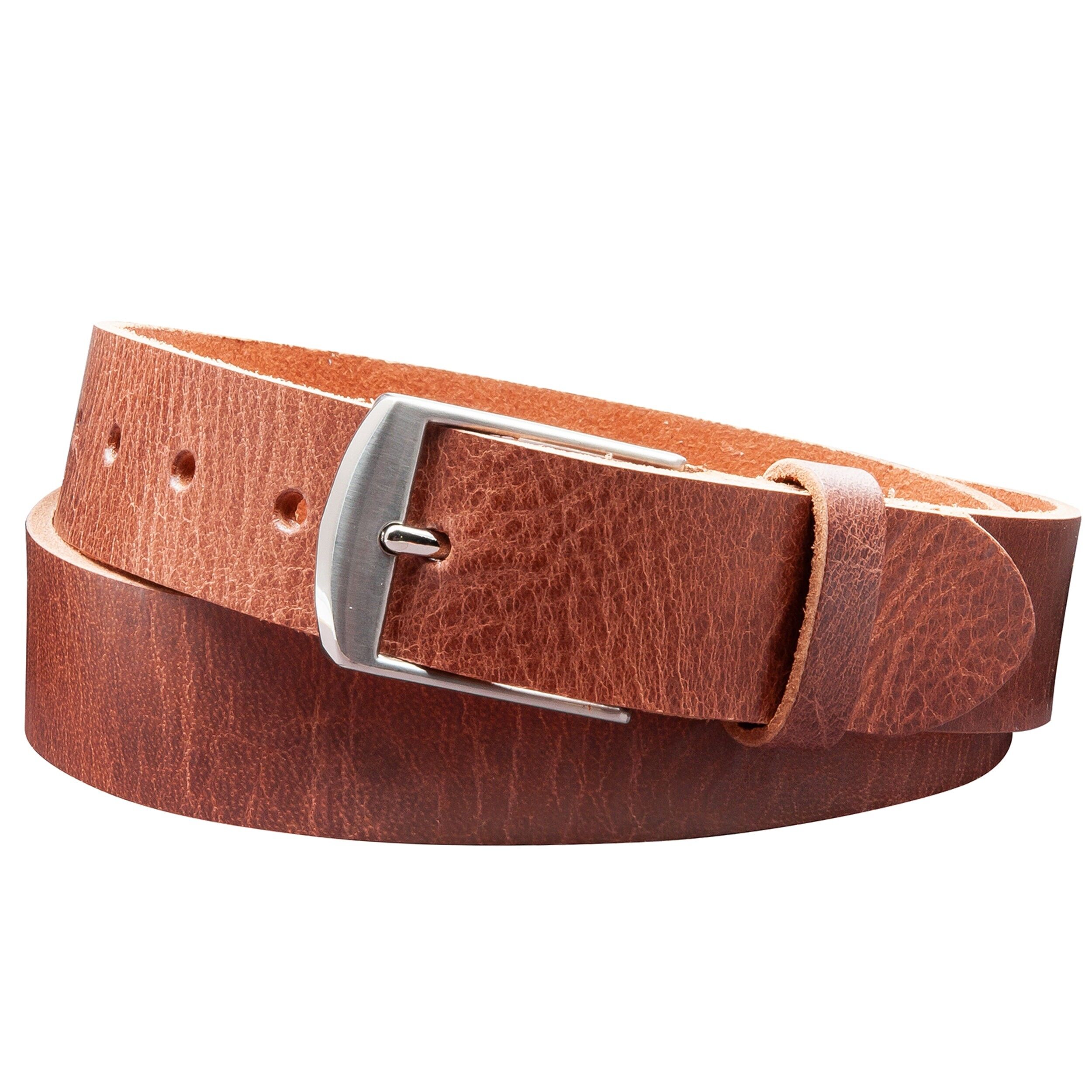 Cintura 35mm in Pelle Rustica Modello EH49-RL-Marrone Scuro