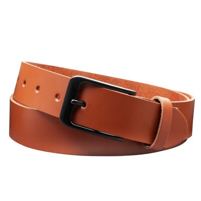 Cintura 35 mm in pelle crosta modello EH412-SL-Cognac