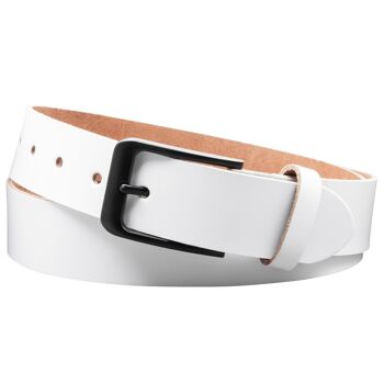 Ceinture en cuir fendu 35mm modèle EH412-SL-Blanc 1