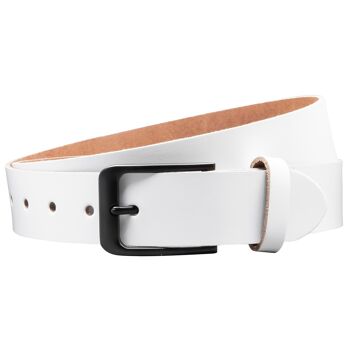 Ceinture en cuir fendu 35mm modèle EH412-SL-Blanc 2