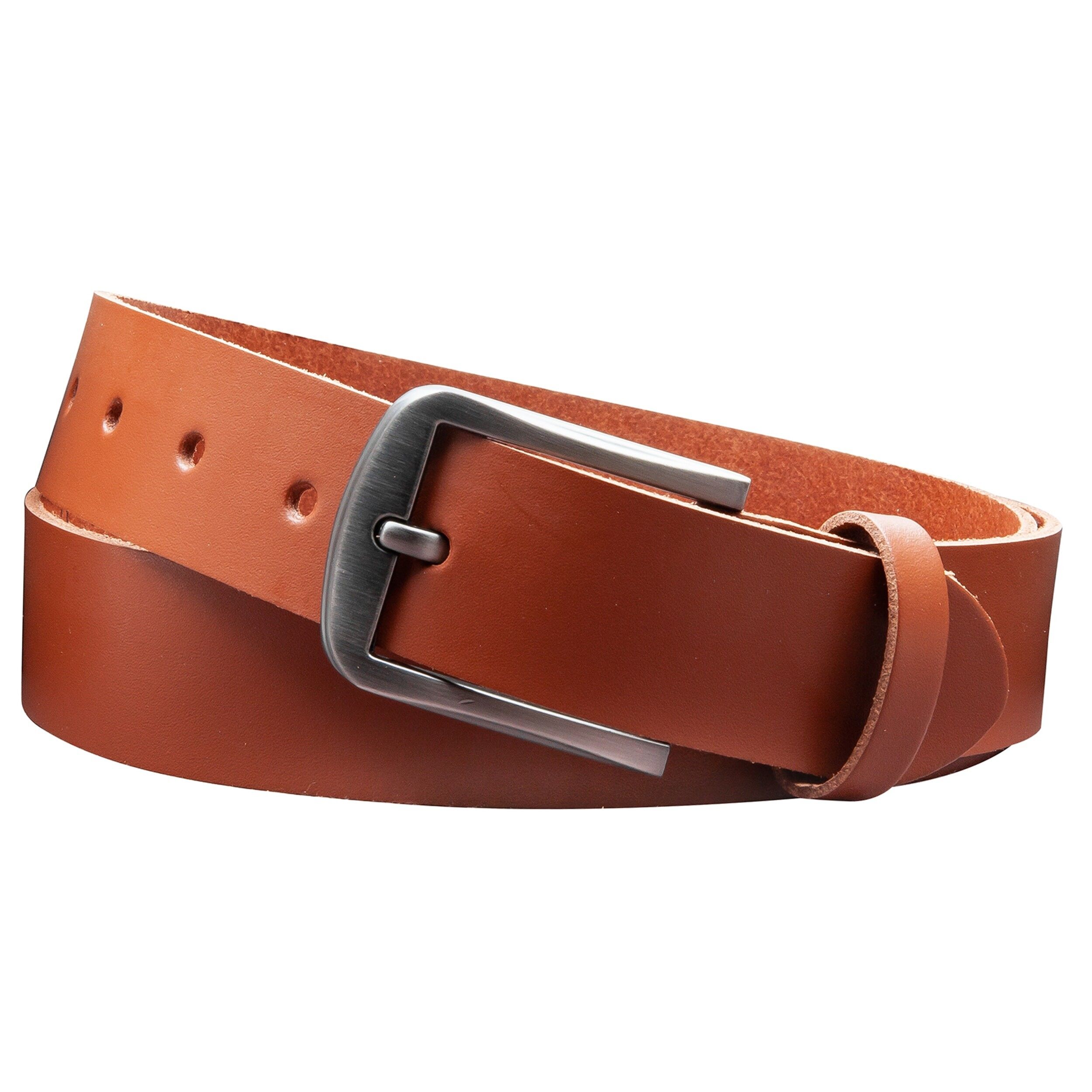 Cintura 35 mm in pelle crosta modello EH416-SL-Cognac