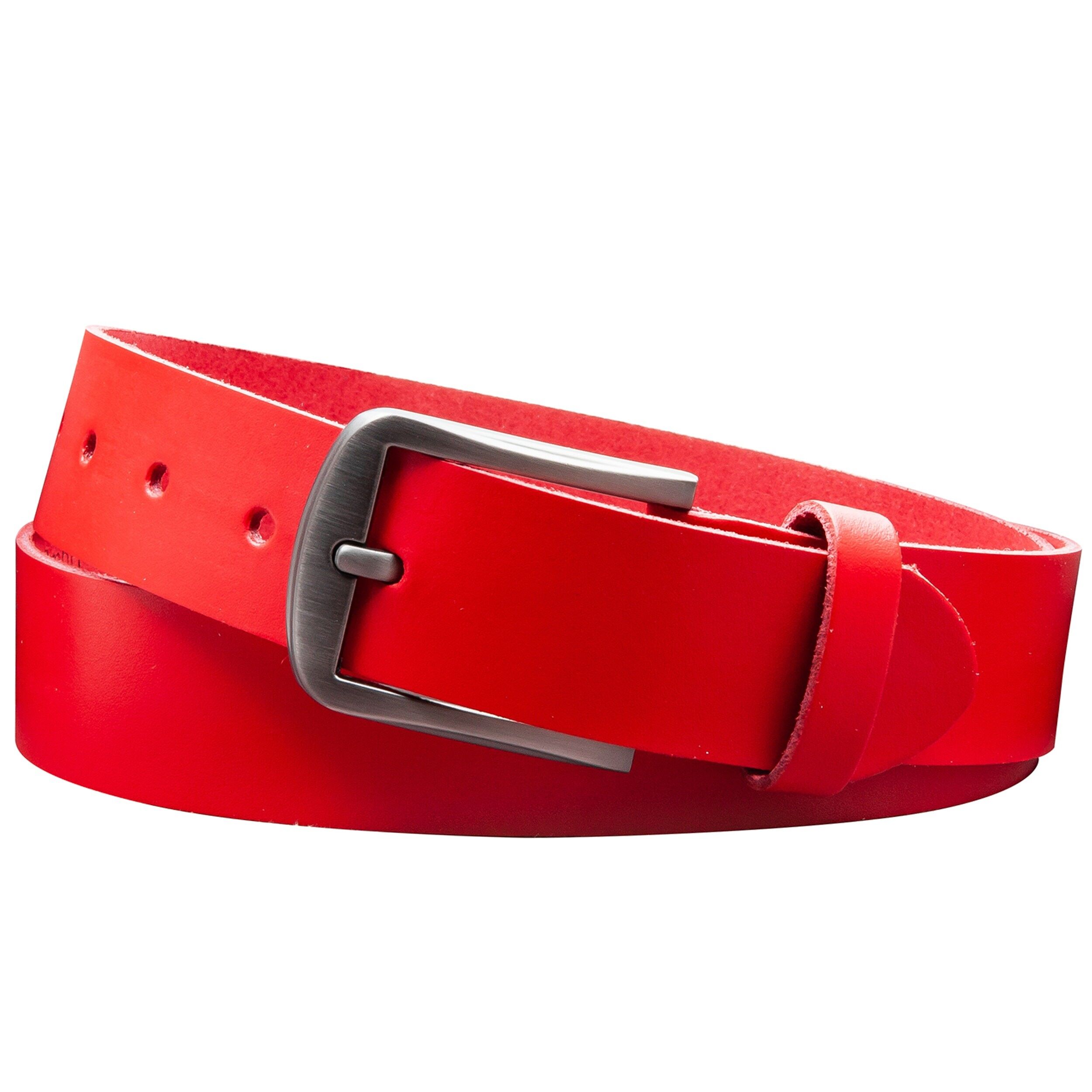 Cintura 35 mm in pelle crosta modello EH416-SL-Rosso