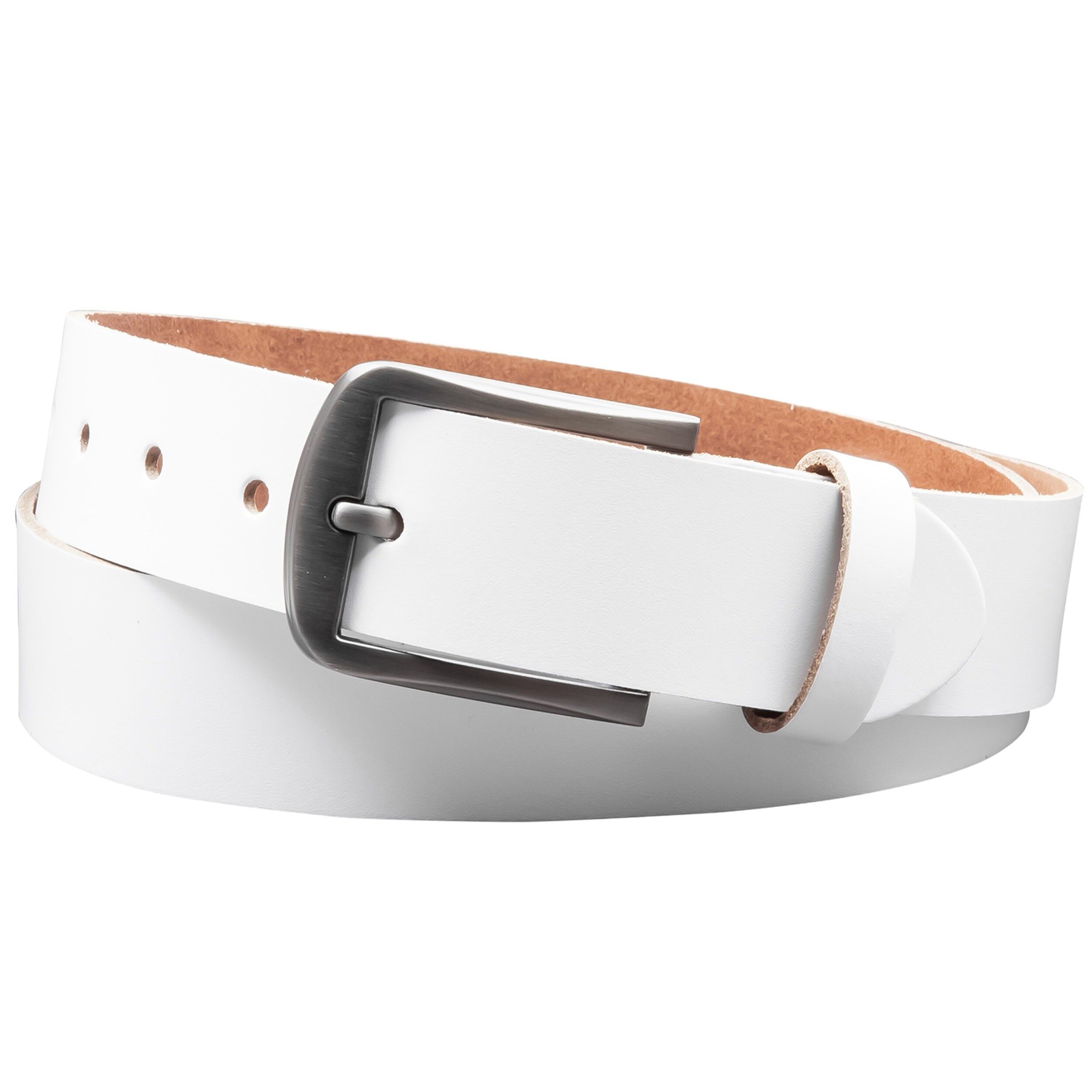 Cintura in pelle crosta da 35 mm modello EH416-SL-White