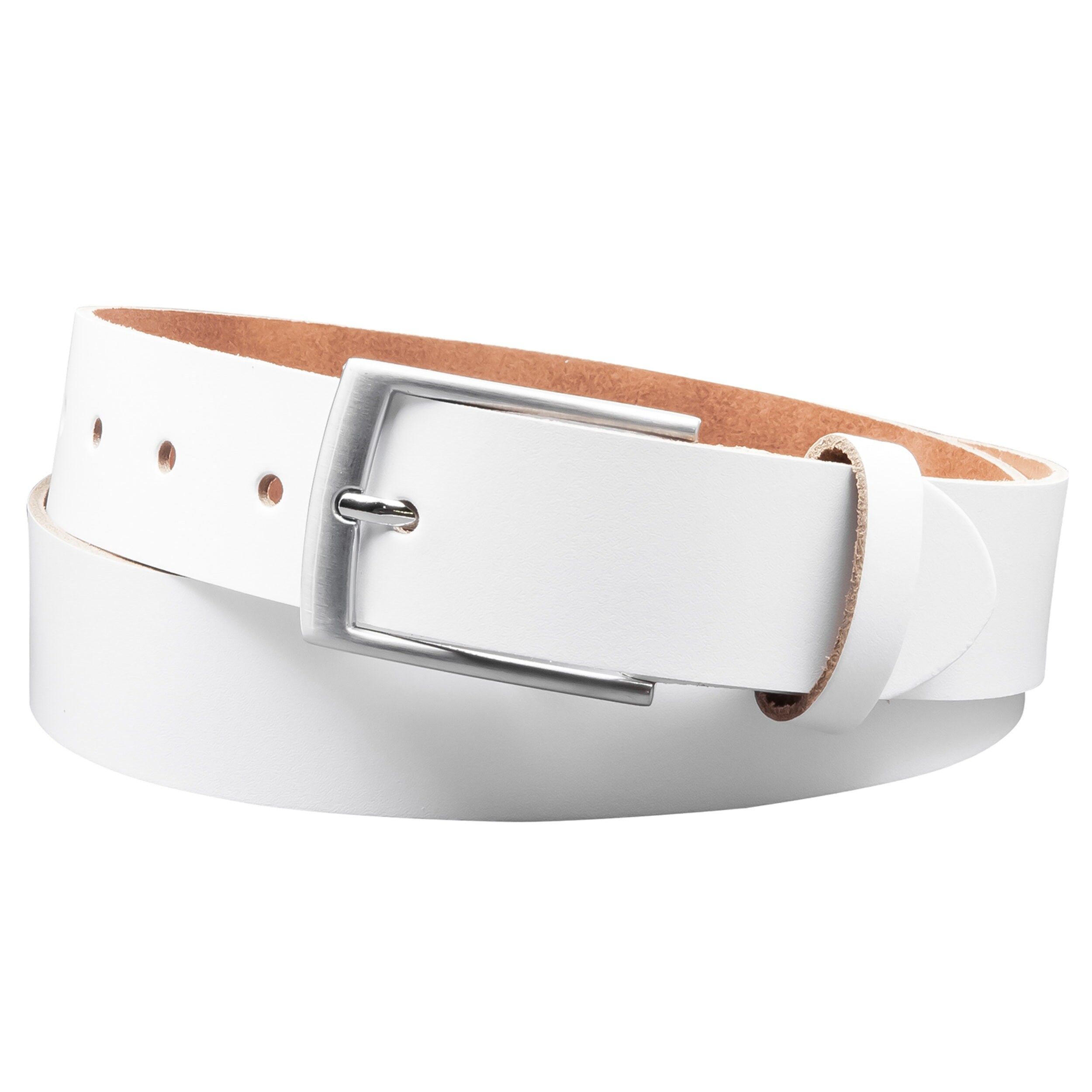 Cintura in pelle crosta 35mm modello EH421-SL-White