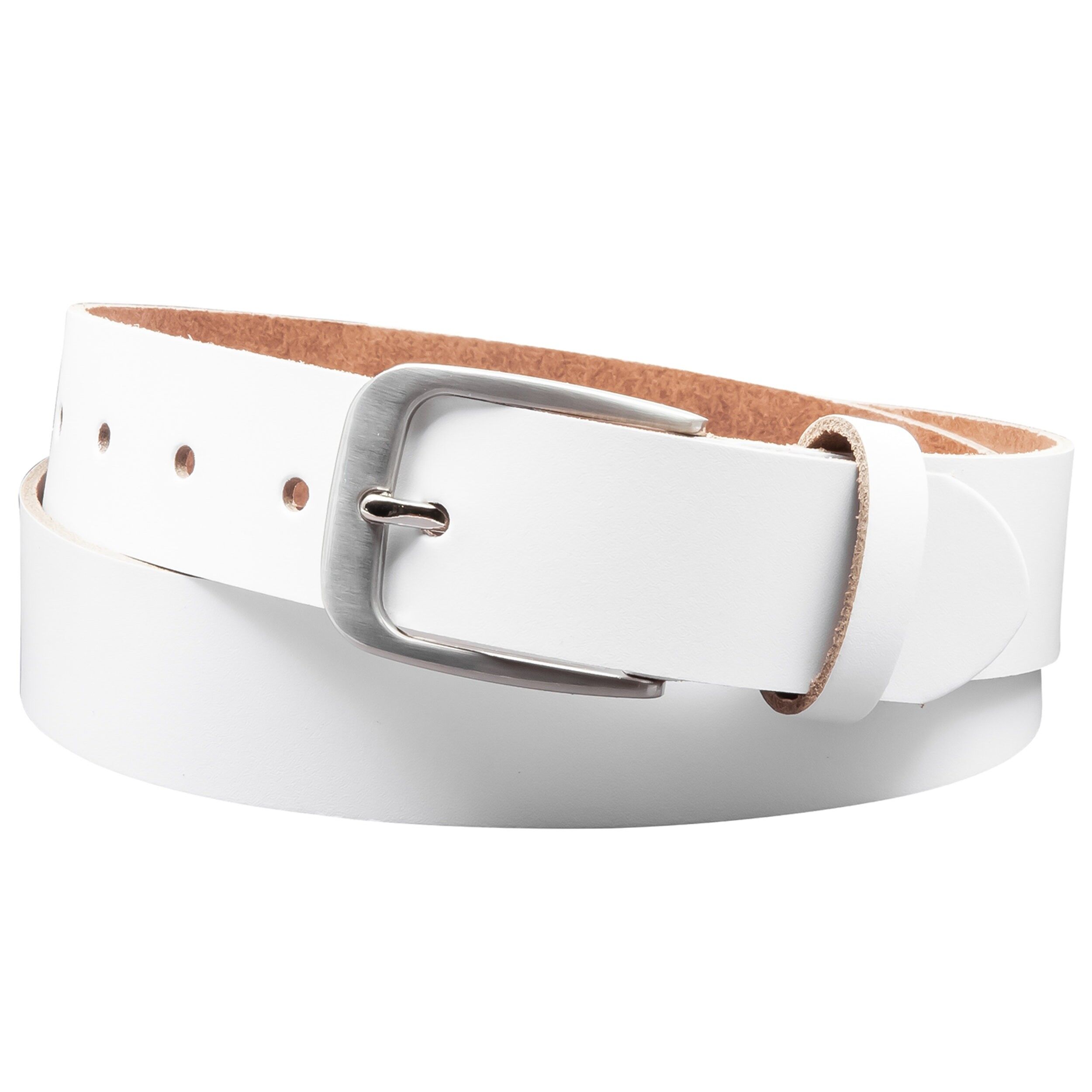 Cintura in pelle crosta 35mm modello EH428-SL-White