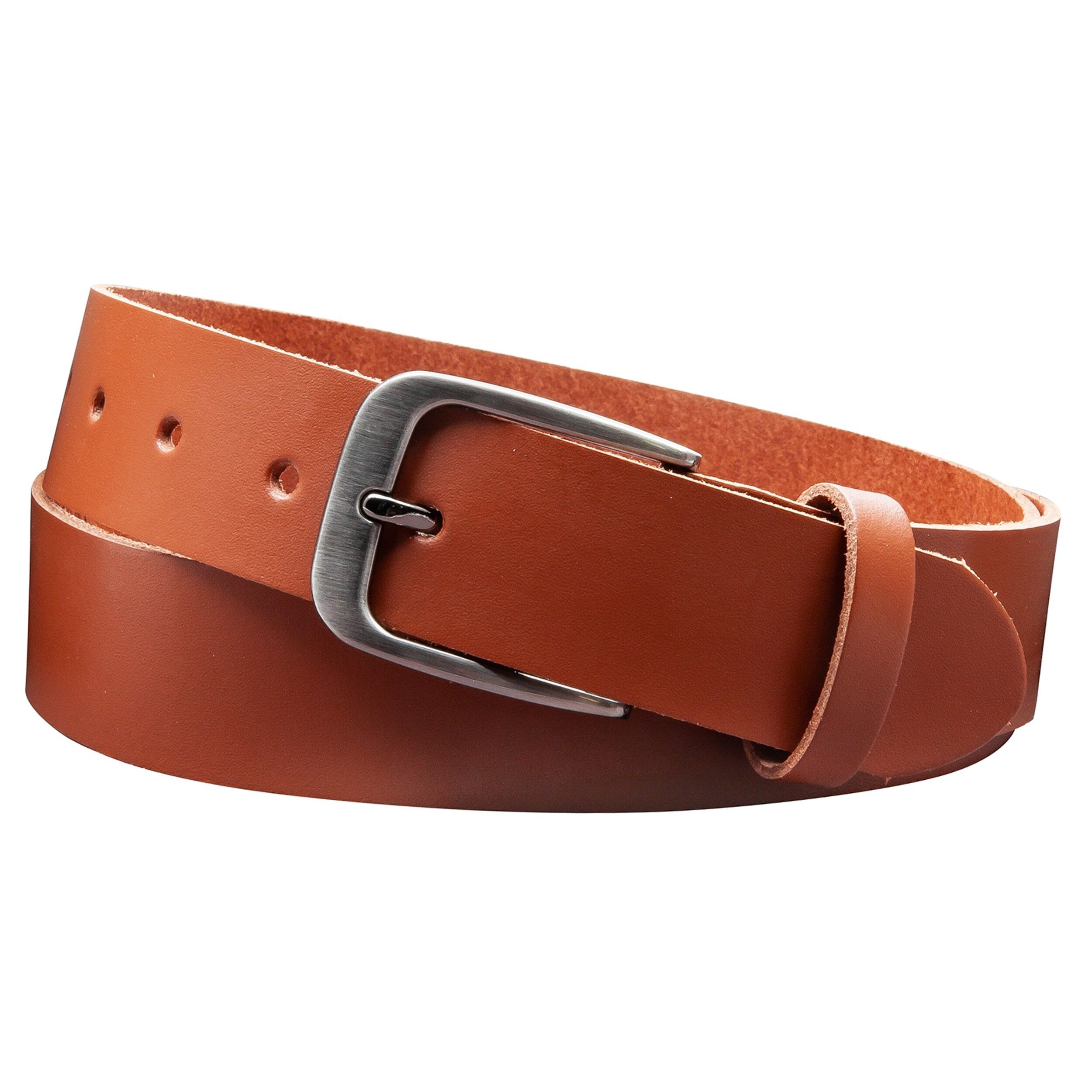 Cintura 35 mm in pelle crosta modello EH434-SL-Cognac