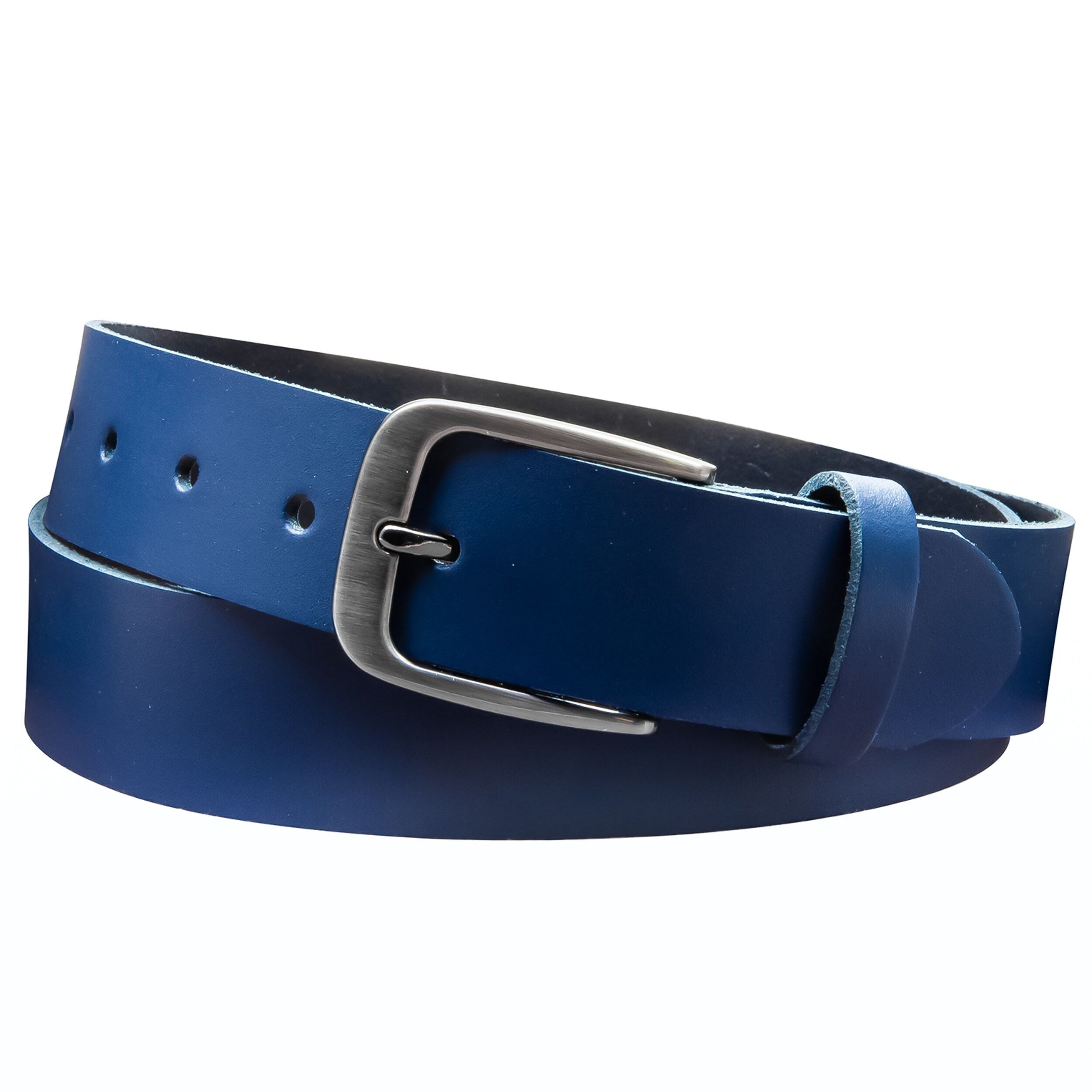 Cintura 35 mm in pelle crosta modello EH434-SL-Blu navy