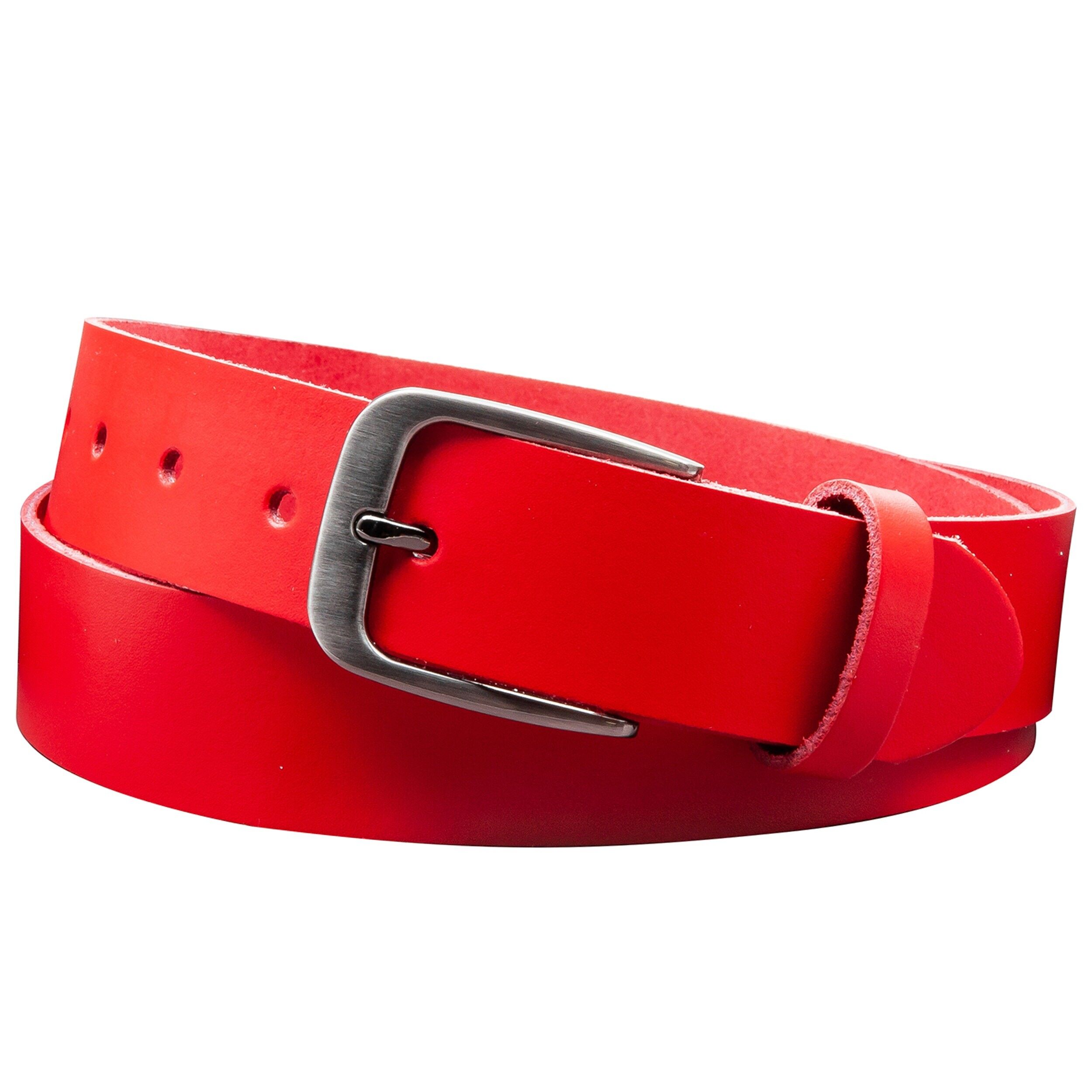 Cintura 35 mm in pelle crosta modello EH434-SL-Rosso