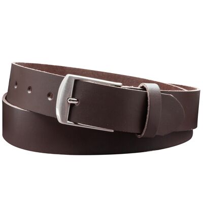Cintura da 35 mm in pelle crosta modello EH49-SL-Dark Brown