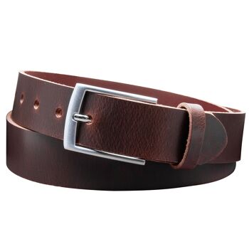 Ceinture 35 mm tout cuir modèle EH421-VL-marron foncé 1