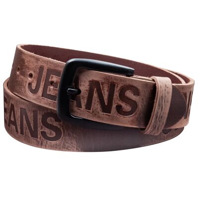 Ceinture 40 mm en cuir imprimé modèle EH523-AD-marron foncé