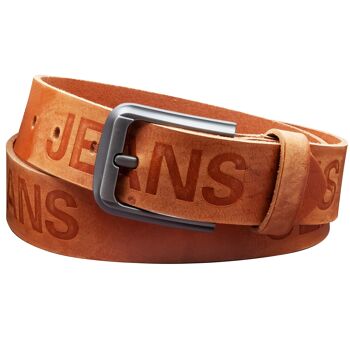 Ceinture 40 mm en cuir imprimé modèle EH55-AD-Cognac 1