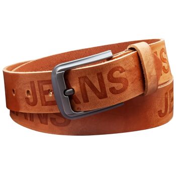 Ceinture 40 mm en cuir imprimé modèle EH55-AD-Cognac 3